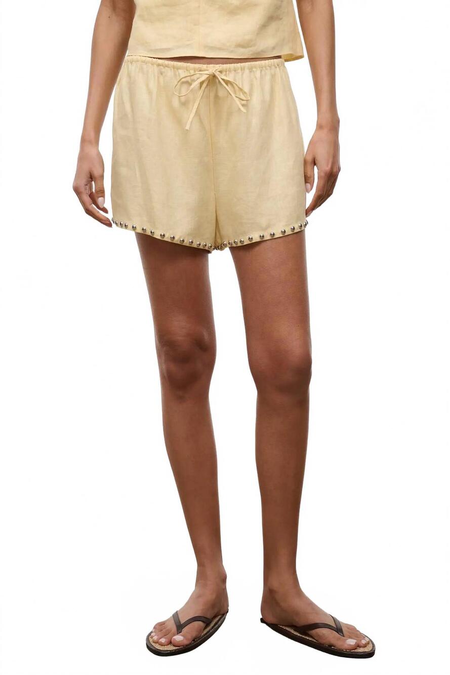 NEW STAUD paddle linen short in butter studs